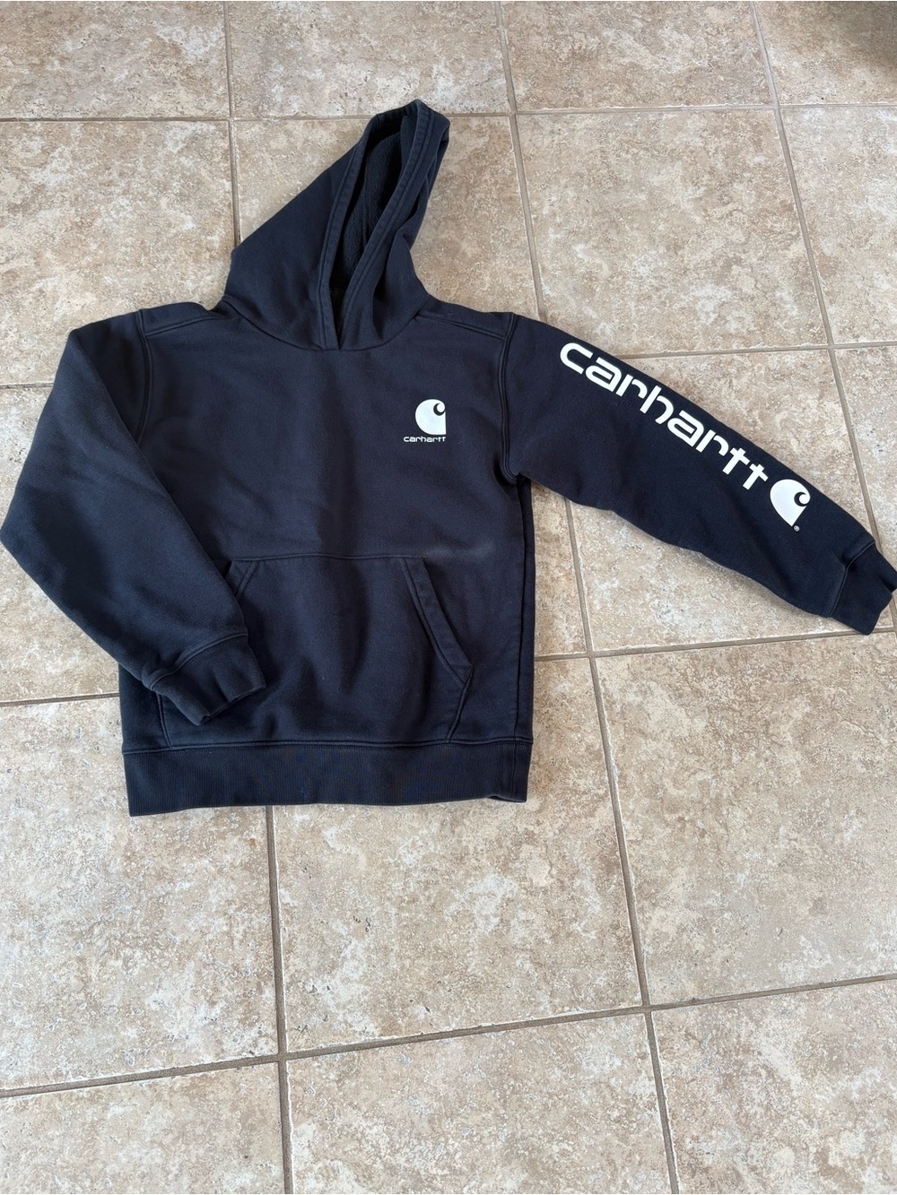 Carhartt Black Pullover Hoodie with White Sleeve Logo